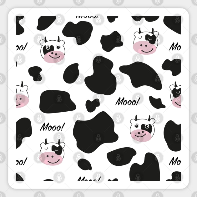 Cute cow Moo face black white Magnet by GULSENGUNEL